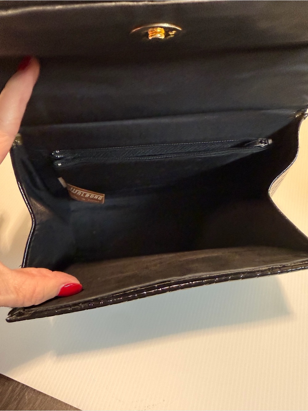 Vintage Walborg Structured Black Croc Top Handle Bag - Picture 5 of 6